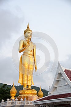 Standing Buddha image.The attitude of persuading the relatives photo