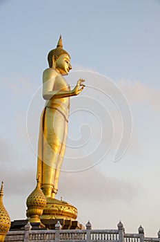 Standing Buddha image.The attitude of persuading the relatives photo