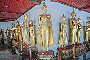 Standing Buddha image at Wat Pho Bangkok Thailand
