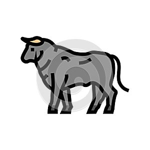 standing bul animal color icon vector illustration