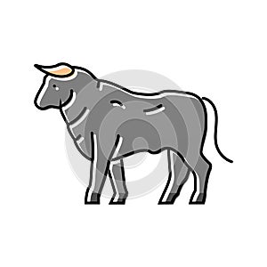 standing bul animal color icon vector illustration