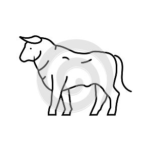 standing bul animal line icon vector illustration