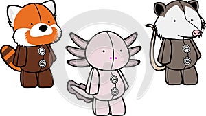 standing chibi animals character cartoon pack collection