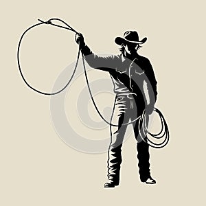 Standing cowboy with lasso in hand