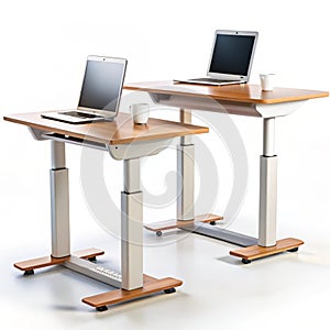 Standing desks isolated on white background