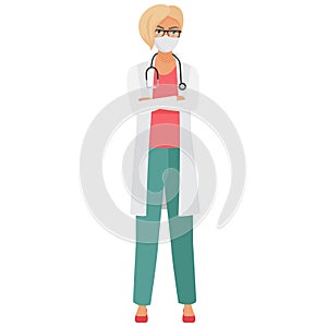 Standing doctor woman with crossed arms