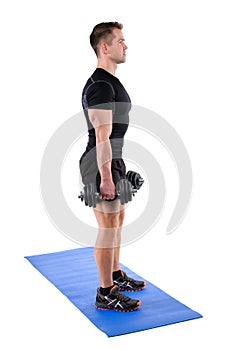 Standing Dumbbell Calf Raise or Squats workout