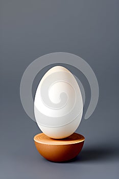 a standing egg on a grey background generated by ai