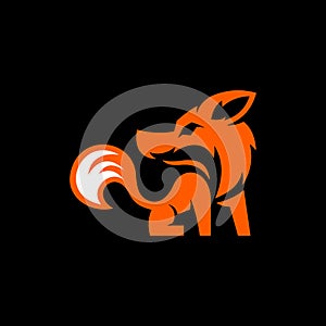 standing fox logo design, logotype element for template on black background