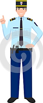 Standing French Policeman Gendarme and Traditional Uniform Character Icon in Flat Style. Vector Illustration photo