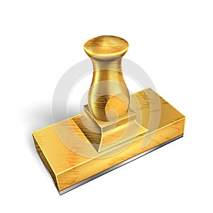 Standing Golden Metal Office Stamp Cliche Vector