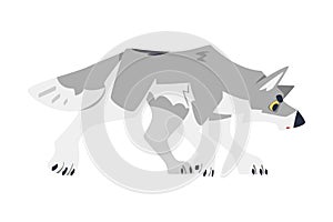 Standing Gray Wolf as Wild Hunting Animal Vector Illustration