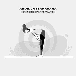 Standing Half Forward Yoga Pose Illustration