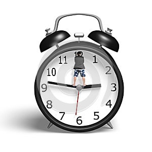 Standing on hands of alarm clock