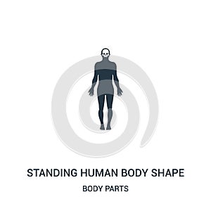 standing human body shape icon vector from body parts collection. Thin line standing human body shape outline icon vector