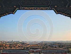 Standing on the jingshan overlooking the Forbidden City
