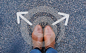 Standing on a junction, choosing a direction, new oppurtunity, decision making concept