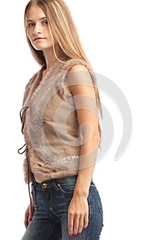 Standing longhaired woman photo