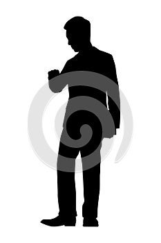 Standing man with book silhouette vector