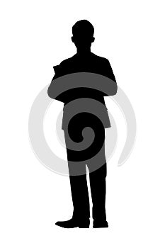 Standing man with book silhouette vector