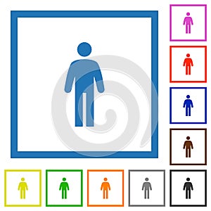 Standing man flat framed icons