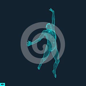 Standing Man. Human with arm up. Silhouette for sport championship