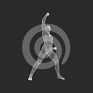 Standing Man. Human with arm up. Silhouette for sport championship. The victory celebration.