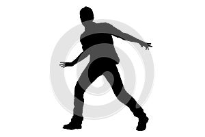 standing man silhouette black and white vector image Modern person portrait, beauty, male body line art. For use as a brochure