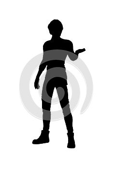 standing man silhouette black and white vector image Modern person portrait, beauty, male body line art. For use as a brochure