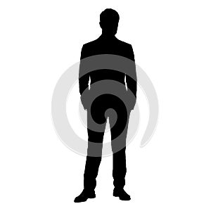 Standing man silhouette vector in black isolated