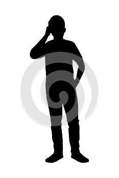 Standing man silhouette vector on white background