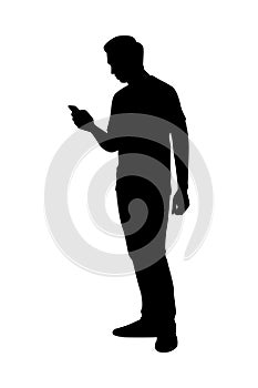 Standing man silhouette vector on white background