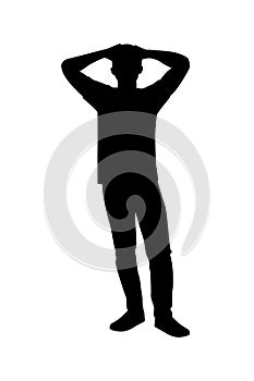 Standing man silhouette vector on white background