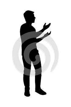 Standing man silhouette vector on white background