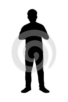 Standing man silhouette vector on white background