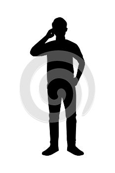 Standing man silhouette vector on white background