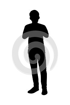 Standing man silhouette vector on white background