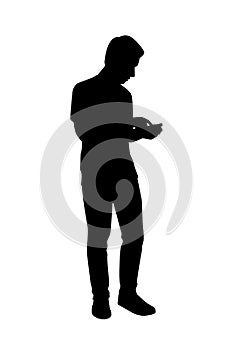 Standing man silhouette vector on white background