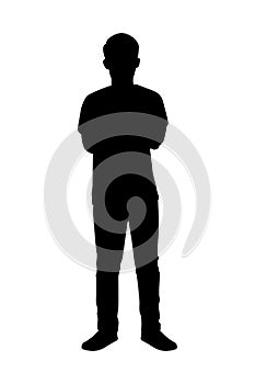 Standing man silhouette vector on white background