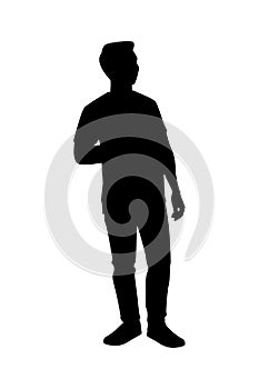 Standing man silhouette vector on white background