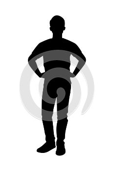 Standing man silhouette vector on white background