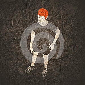 Standing man. Sport boy illustration. Young man silhouette