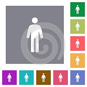 Standing man square flat icons