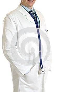Standing medic with stethoscope and uniform