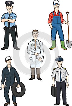 Standing men of various occupations