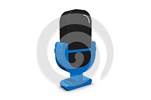 Standing Microphone - Black And Blue 3D Illustration - Isolated On White Blackground