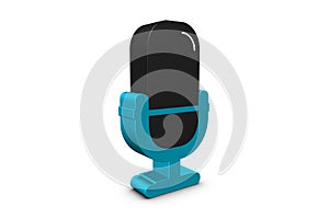 Standing Microphone - Black And Turquoise 3D Illustration - Isolated On White Blackground