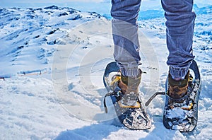 Standing on the mountain edge, Dachstein-Krippenstein, Salzkammergut, Austria