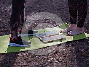 Standing on nails.