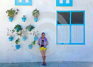 Standing near the picturesque wall in Demre